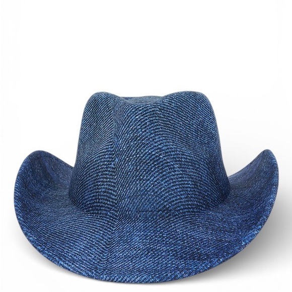 Blue Denim Patchwork Western Cowboy Fedora Hat